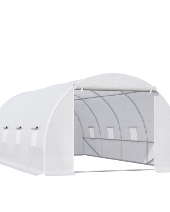 Drivhus 595x300x200cm  Polytunneldrivhus  Tomathus Med Dør  Vindue  Galvaniseret Stålpolytunnel  Plantetunnel  Drivhus Inklusive Jordankre Og Reb  Havetunnel  Hvid