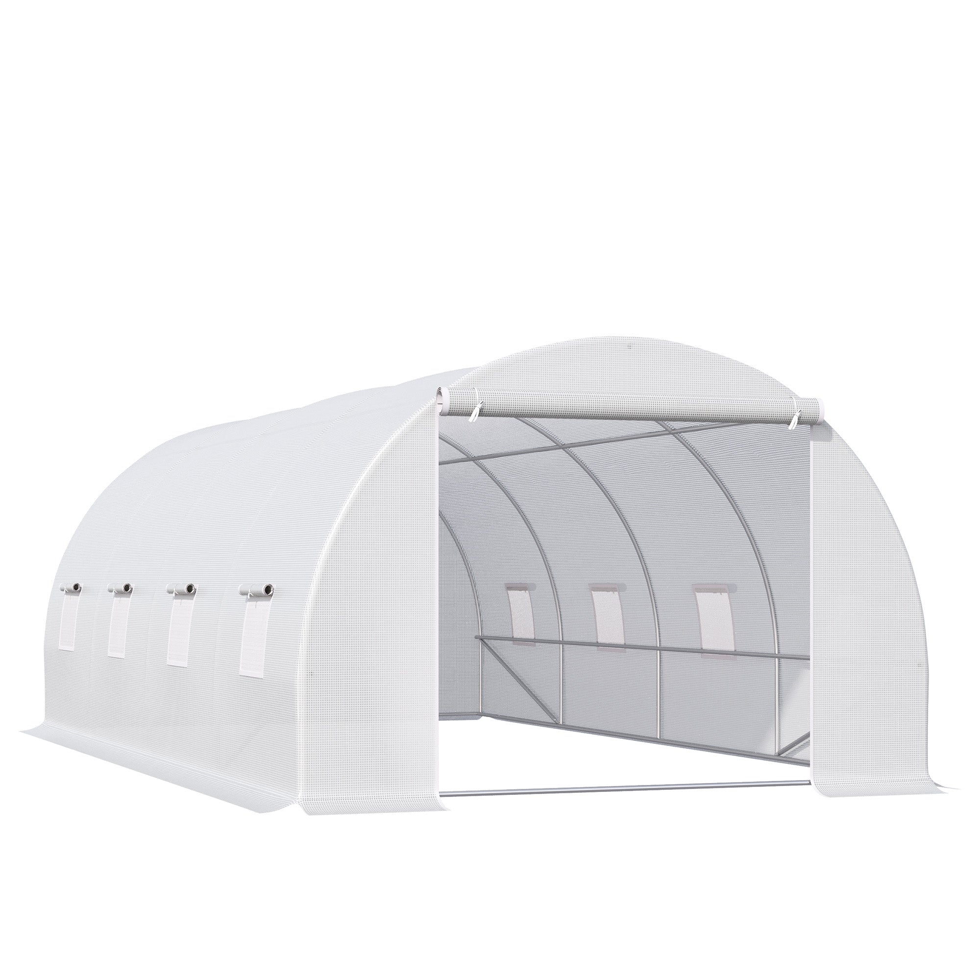 Drivhus 595x300x200cm Polytunneldrivhus Tomathus Med Dør Vindue Galvaniseret Stålpolytunnel Plantetunnel Drivhus Inklusive Jordankre Og Reb Havetunnel Hvid