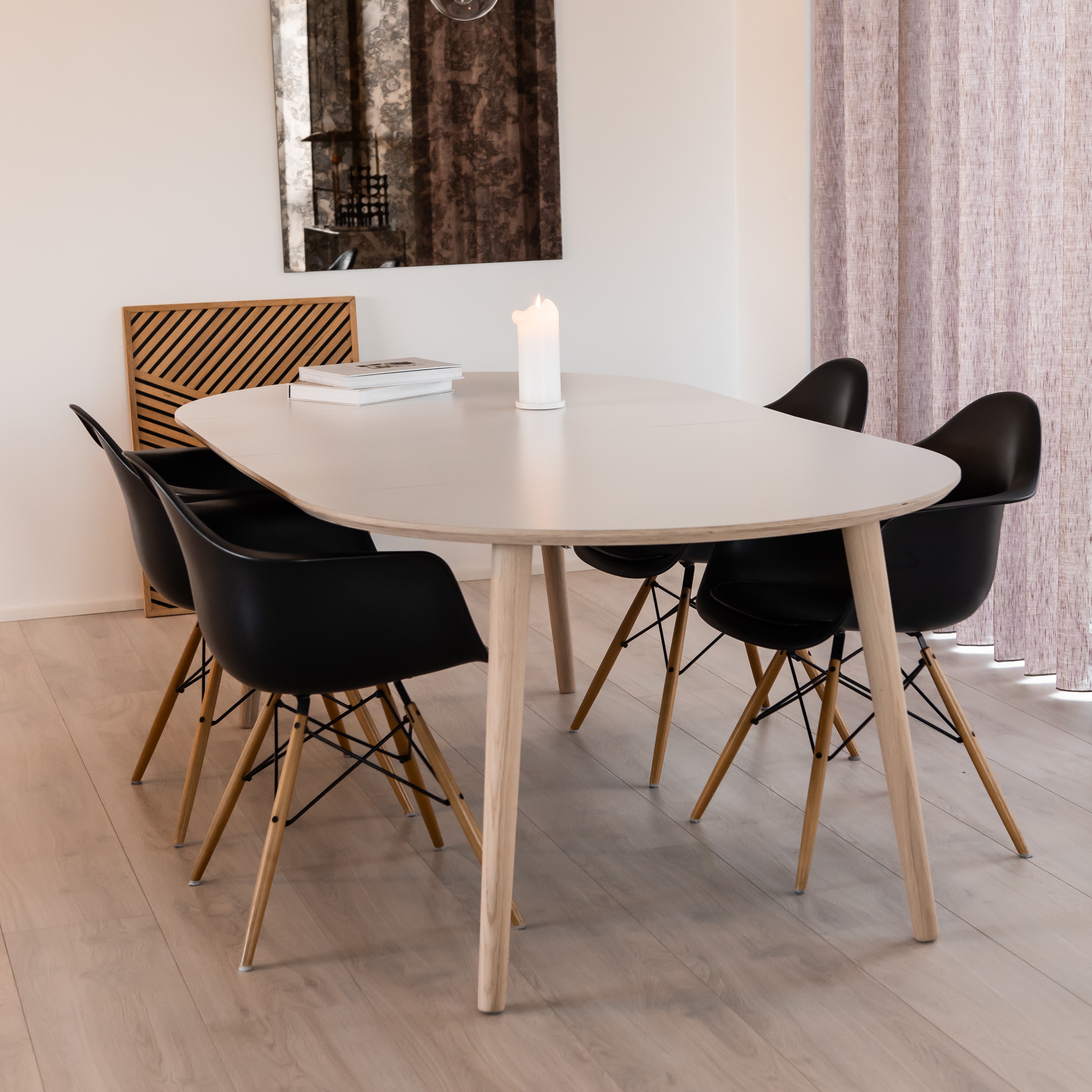 Dt 100 Rundt Spisebord Med Tillægsplade Hvid Laminat Fire Størrelser Bord Med Tillægsplade 90 Cm 50 Cm