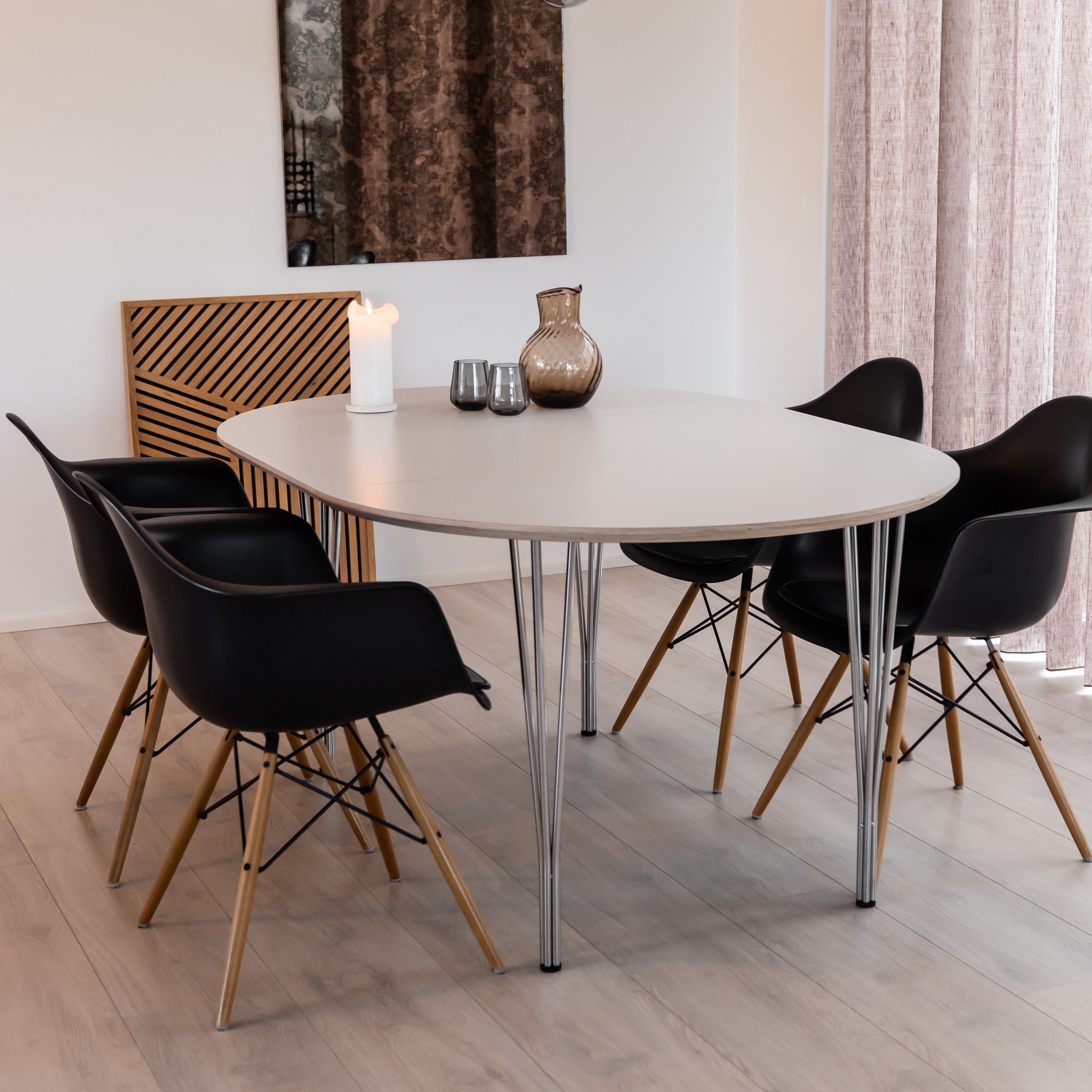 Dt 100 Rundt Spisebord Med Tillægsplader Hvid Laminat Fire Størrelser Bord Med Tillægsplader 90 Cm 50 Cm