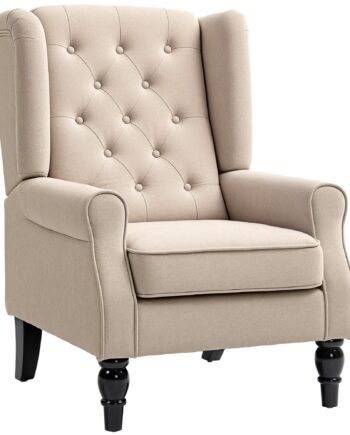 Elegant Lænestol Med Ryglæn  Tykt Polstret  Aftageligt Betræk  74   87   102 Cm  Beige