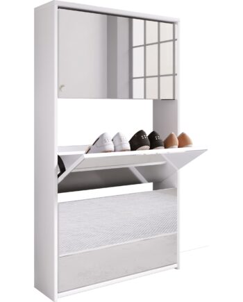 Elegant Og Rummeligt Skoskab   Tidløst Design  112   63   17 Cm  Hvid