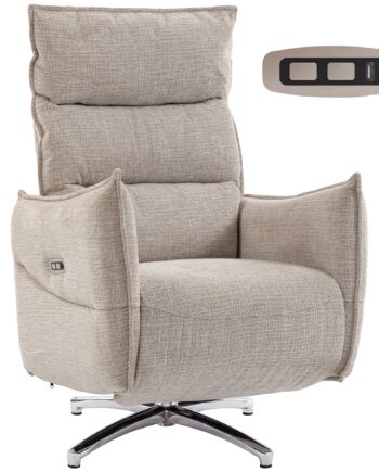 Elektrisk Drejelig Lænestol Til Voksne  Lænestol Med Stof   Linned-look Og Opladningsporte  Beige