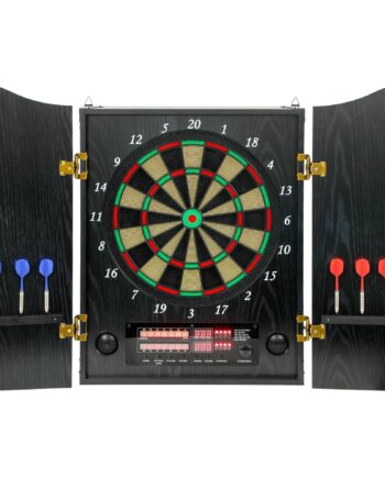 Elektronisk Dartskive Med Døre  Trælook  Led-display  Stemmemeddelelser    Dartpile  24 Udskiftelige Spidser