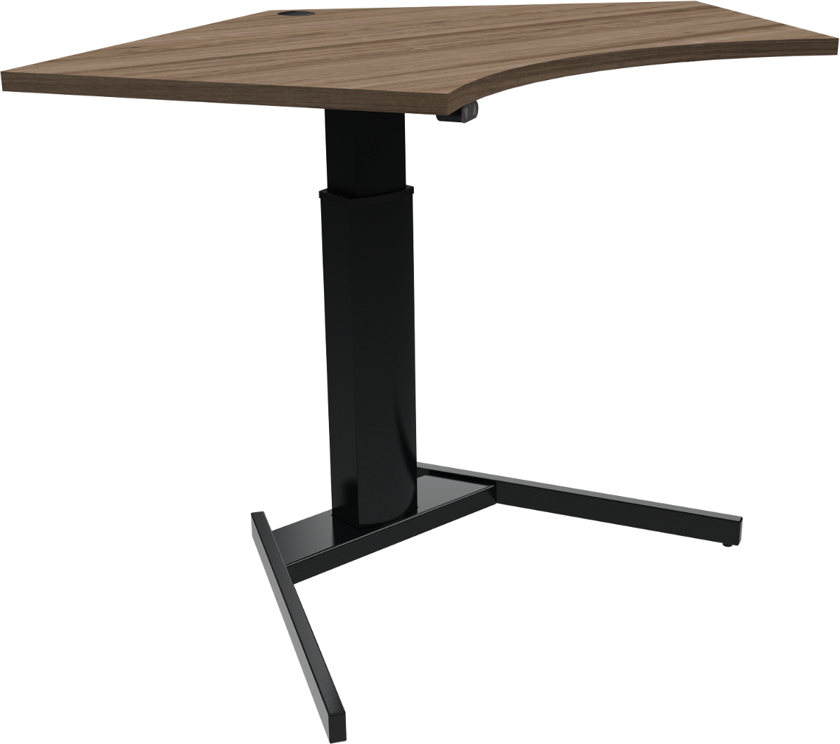 Enkeltben Hæve- Sænkebord Arbejdsbord Zennord Optiheight Femkantet Mørk Valnød Sort Justerbart 68-120 Cm