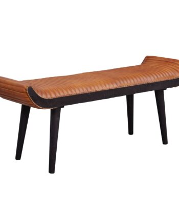 Entrébænk Polstret Med ægte Læder  128   51   38 Cm