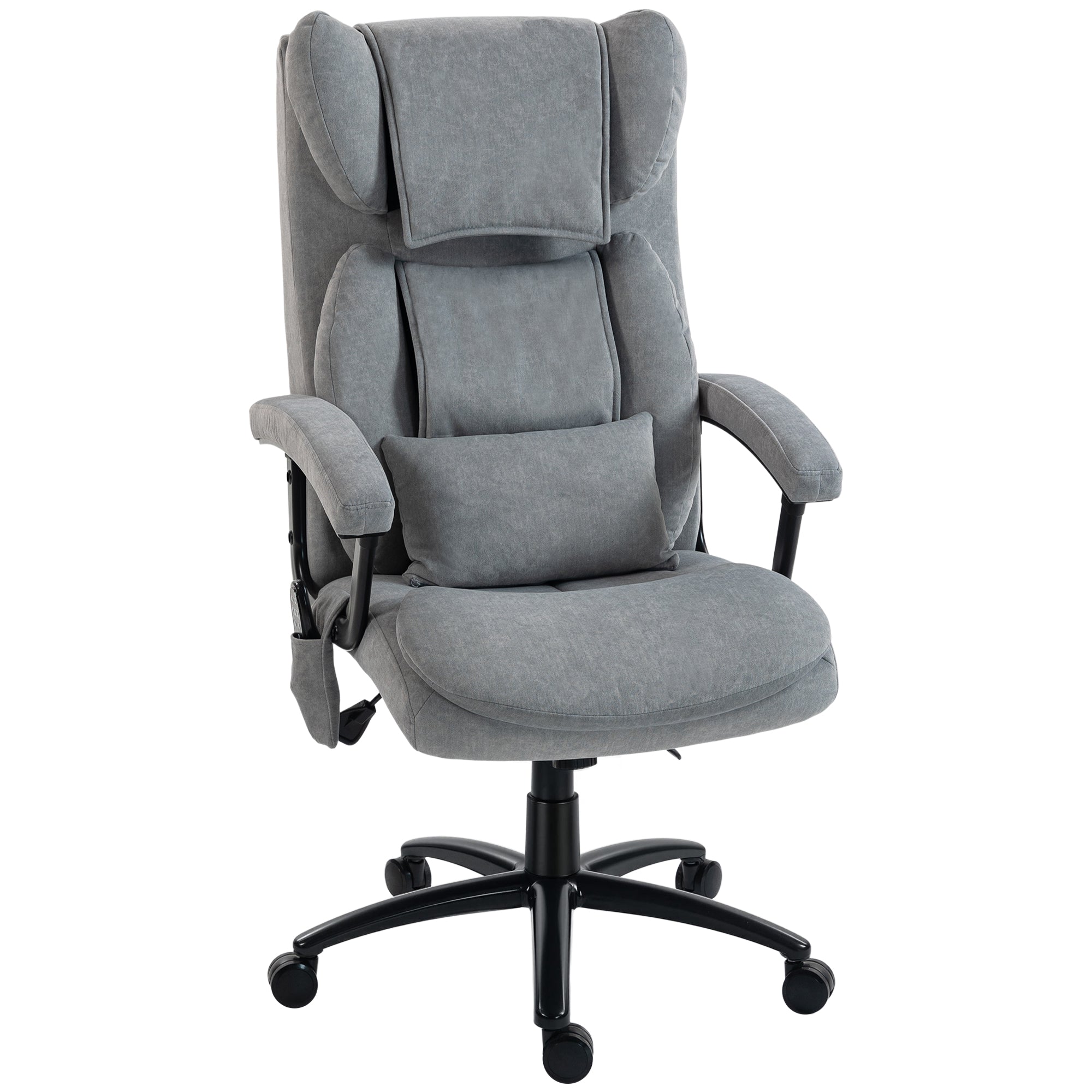 Ergonomisk Massagekontorstol Med æltepunkter Executivestol Med Høj Butterfly-ryglæn Bredt Sæde Grå