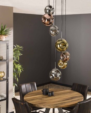 Estrella Loftlampe   Patineret Metal Og Syv Glaskupler Levering Uden Pære