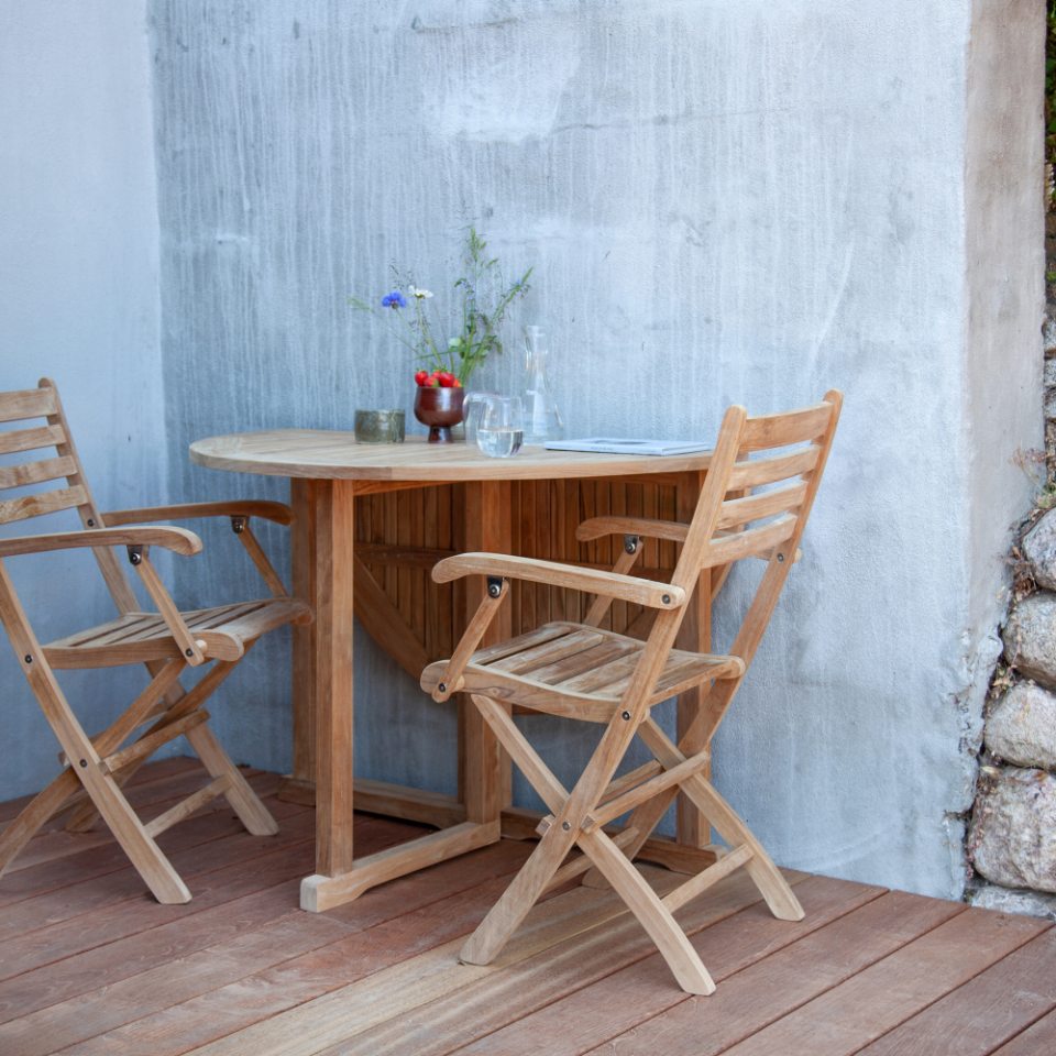 Expa Spisebord Med Folde Funktion  Teak  Diameter 110 Cm