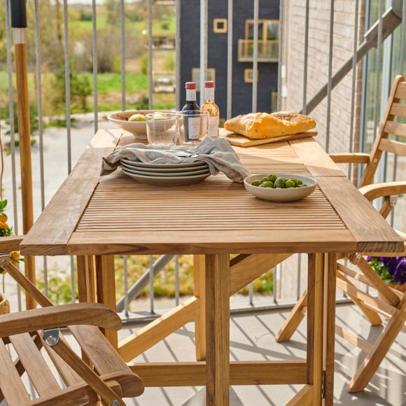 Expa Spisebord Med Folde Funktion  Teak  65   130 Cm