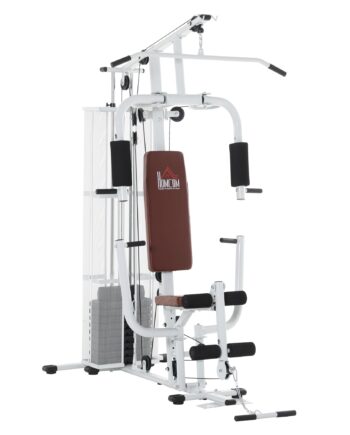 Fitnesscenter  Multigym  Fitnesscenter  Fitnessudstyr Inklusive Vægte  Lat Pulldown  Benbøjning  Metal  Pu-læder  Hvid  150   110   210 Cm