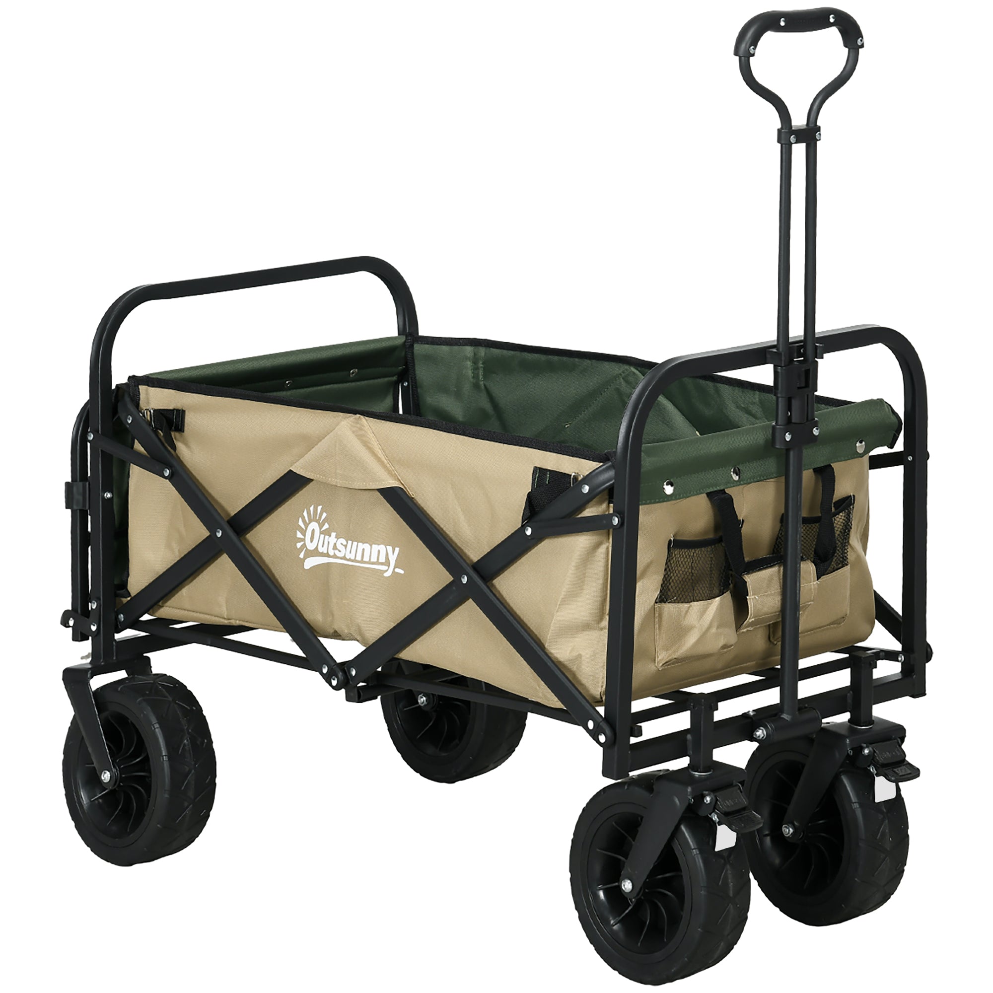 Foldbar Sækkevogn 110 Op Til 100 Kg Teleskophåndtag Stålramme 94 57 77-100 Cm Khaki