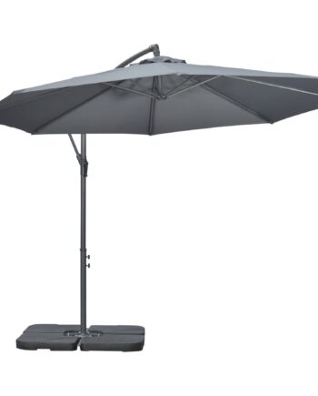 Fritstående Parasol  Haveparasol  Inklusive Krydsfod  Vejrbestandig  292 Cm   292 Cm   247 Cm  Grå