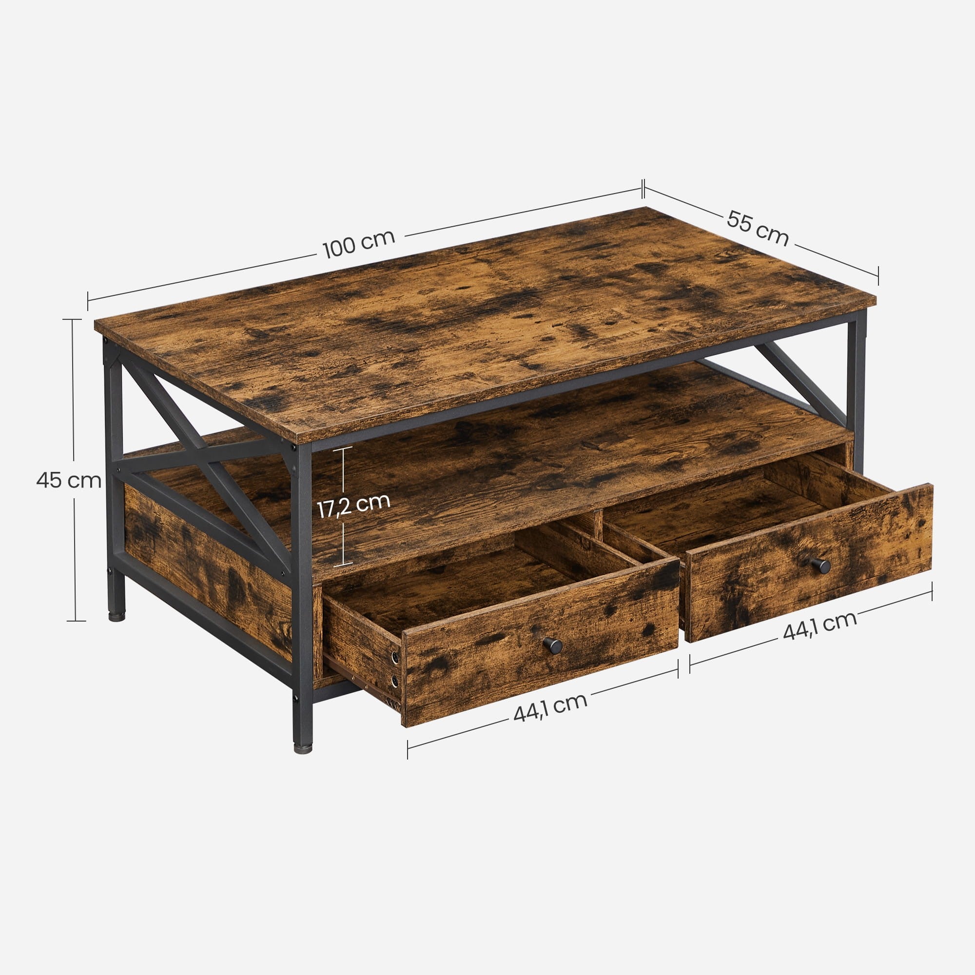 Funktionelt Sofabord Med Skuffer Rustikt Design