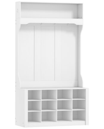 Garderobe Med Hylde  Bænk  Kroge  Skorum  Spånplade  Mdf  Hvid
