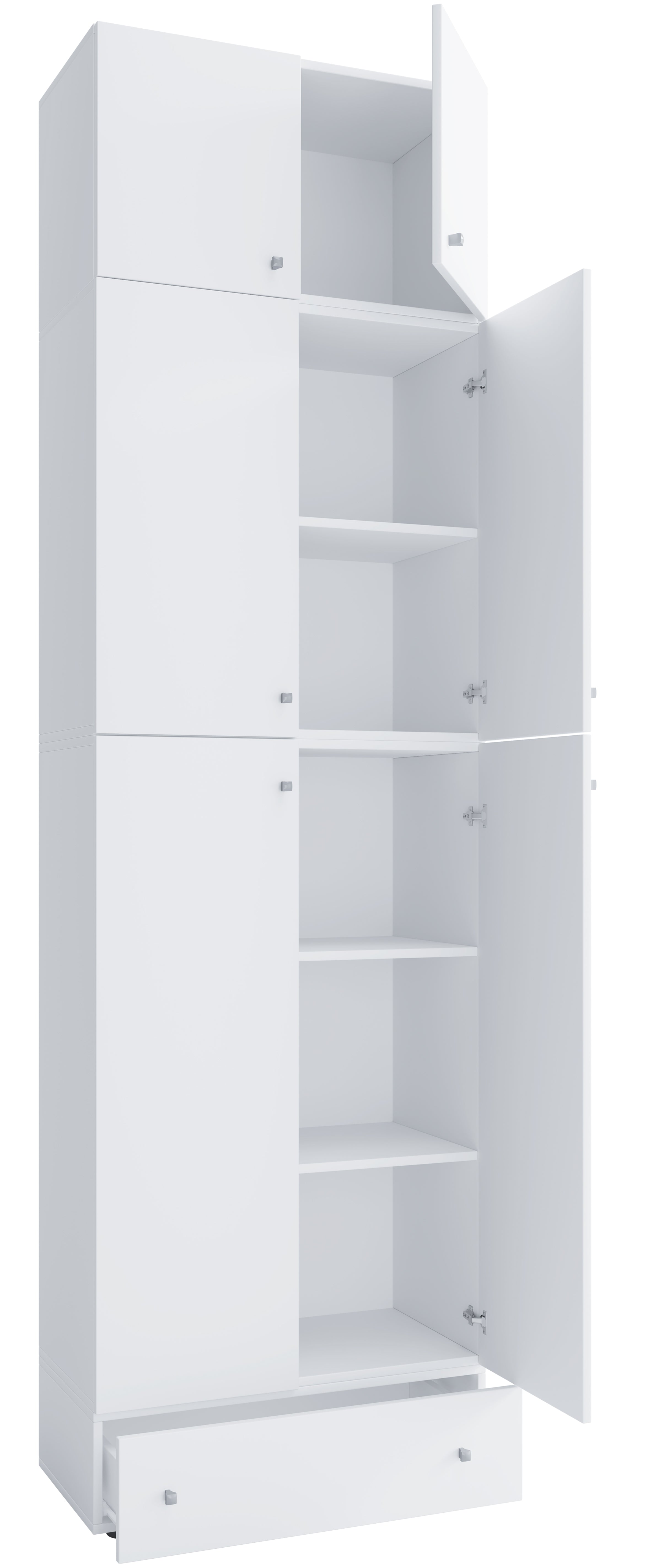 Garderobeskab  Quot Lona Xxl Quot  Med Top Og Skuffe  240   70   39 Cm  Hvid
