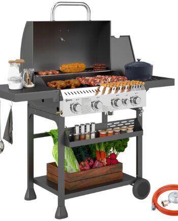 Gasgrill  Bbq-grill    Hovedbrændere    Sidebrænder    Varmeplade  135   55   103 Cm  Sort