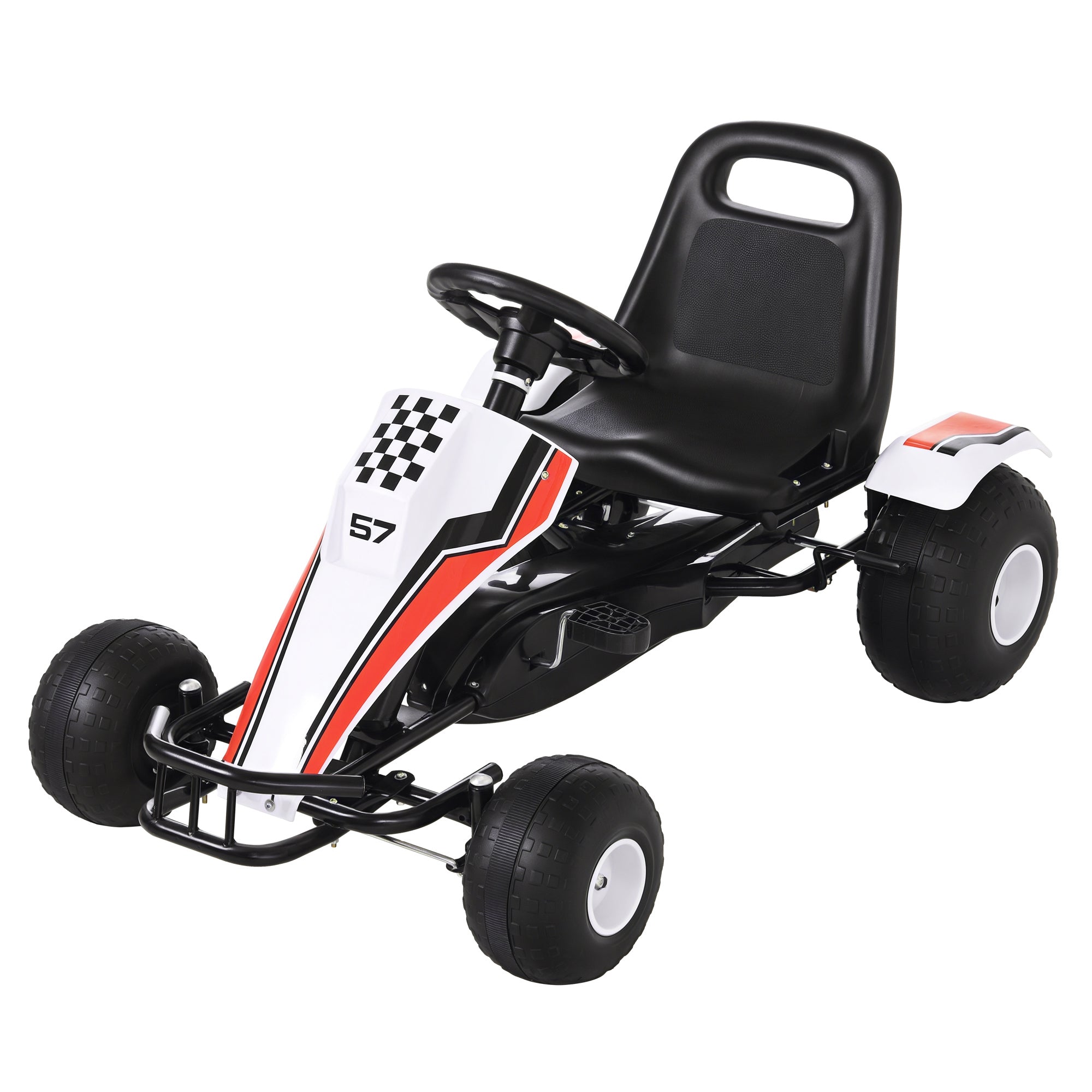 Gokart Børnebil Pedalbil Med Pedalbremser Børnelegetøj Til - år Stål Hvid 104 66 57 Cm