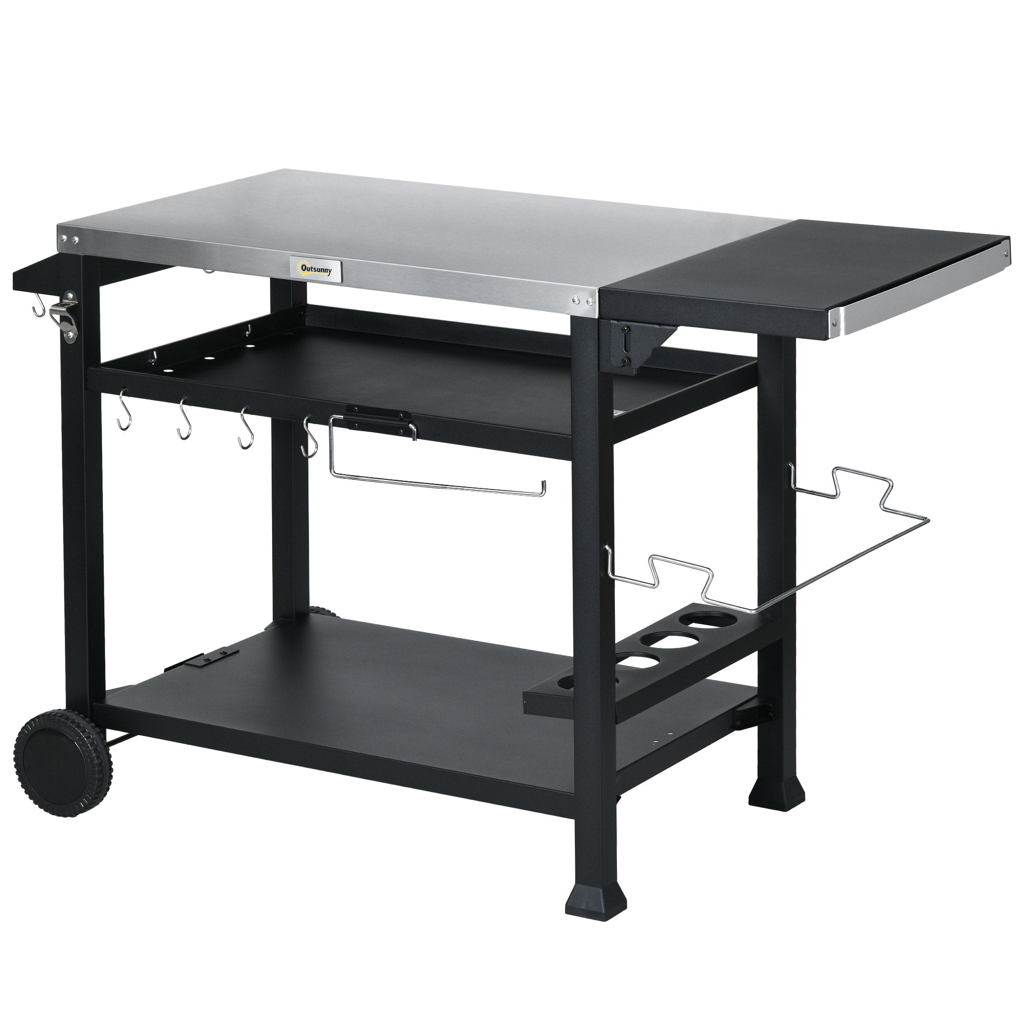 Grillstation Grillvogn Inklusive Tilbehør 125 65 84 Cm Sort Sølv