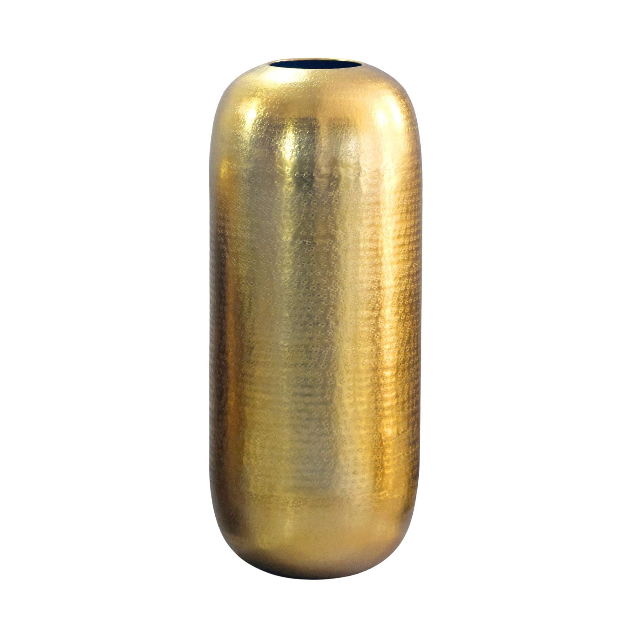 Guldfarvet Gulvvase 60 Cm Aluminium Designvase Til Stuen