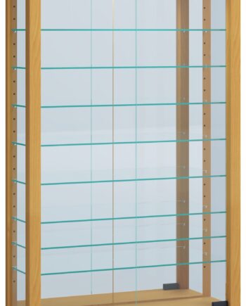 Gulv Vitrineskab  Quot Lumo Mini Quot  Med Spejl   Inkl  Led Lys  91   59   18 Cm  Farve: Bøg