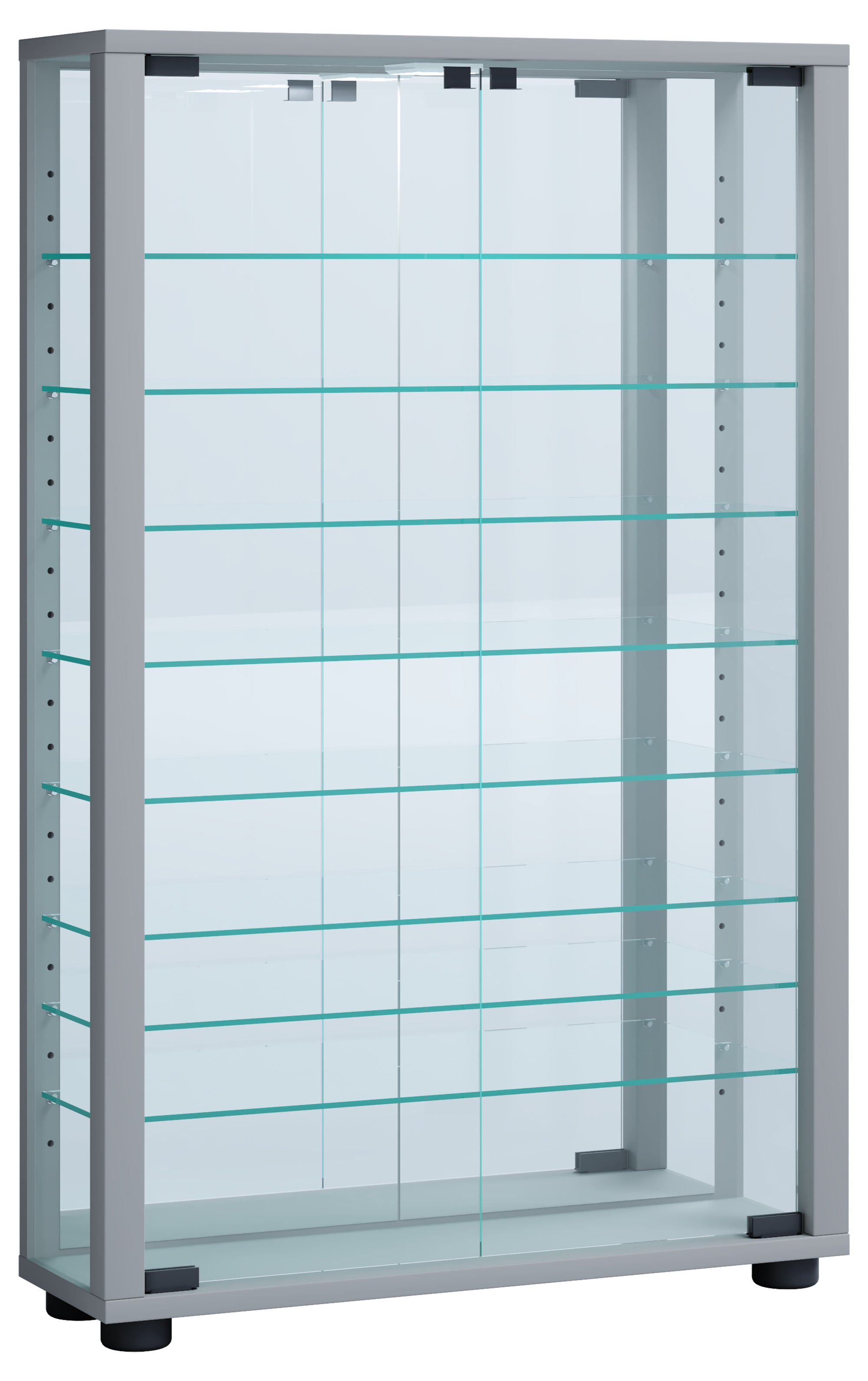 Gulv Vitrineskab  Quot Lumo Mini Quot  Med Spejl   Inkl  Led Lys  91x59x18 Cm  Farve: Sølv