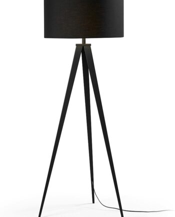 Gulvlampe Kave Home Iguazu Tripod Sort Moderne Nordisk Stativlampe Med 100  Bomuldsskærm