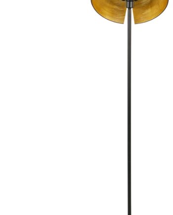 Gulvlampe Woood Exclusive Pien   Sort Metal Med Messing  Justerbar Skærm  H145ã ø40 Cm