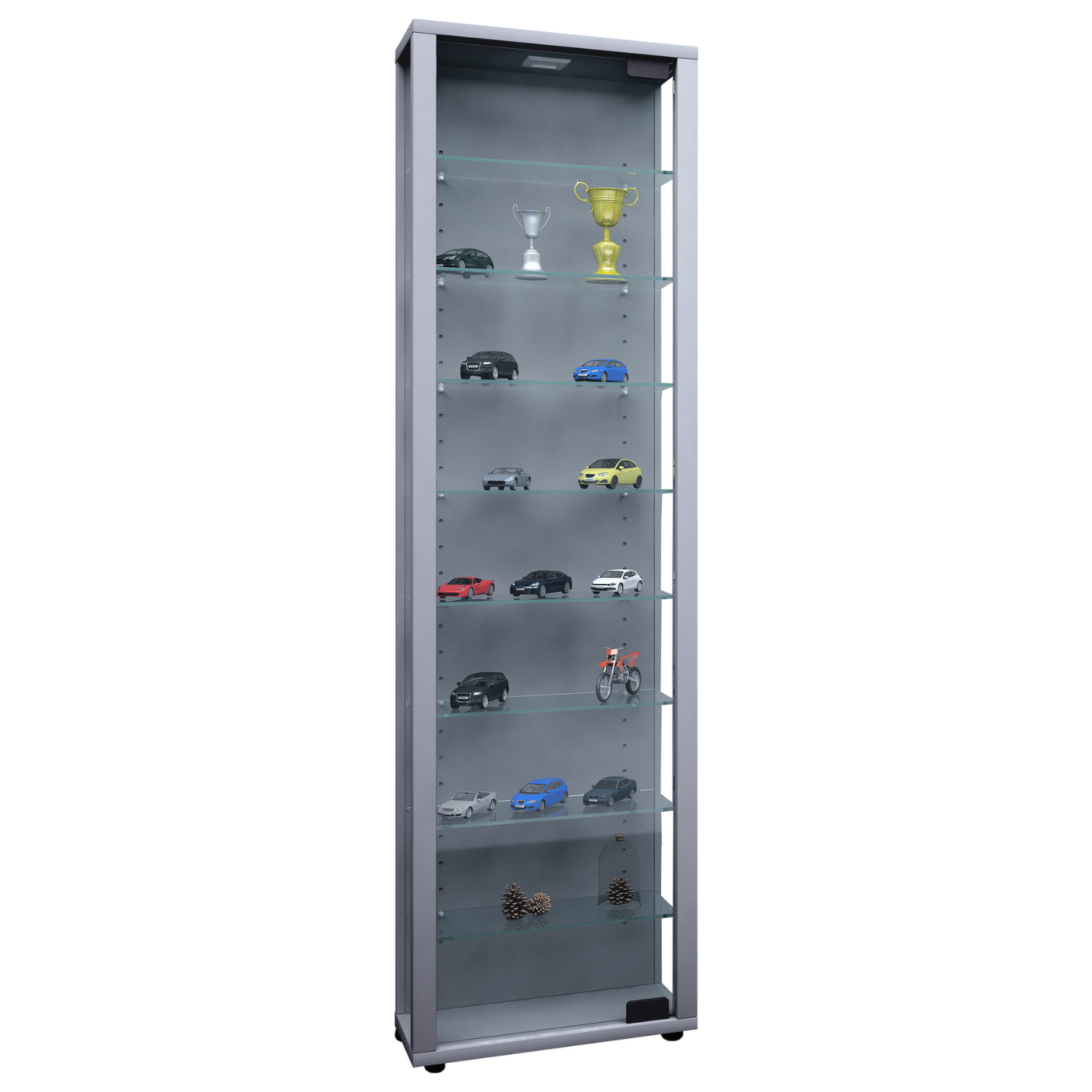 Gulvstående Vitrineskab Inkl Led-belysning 113 33 18 Cm Sølv
