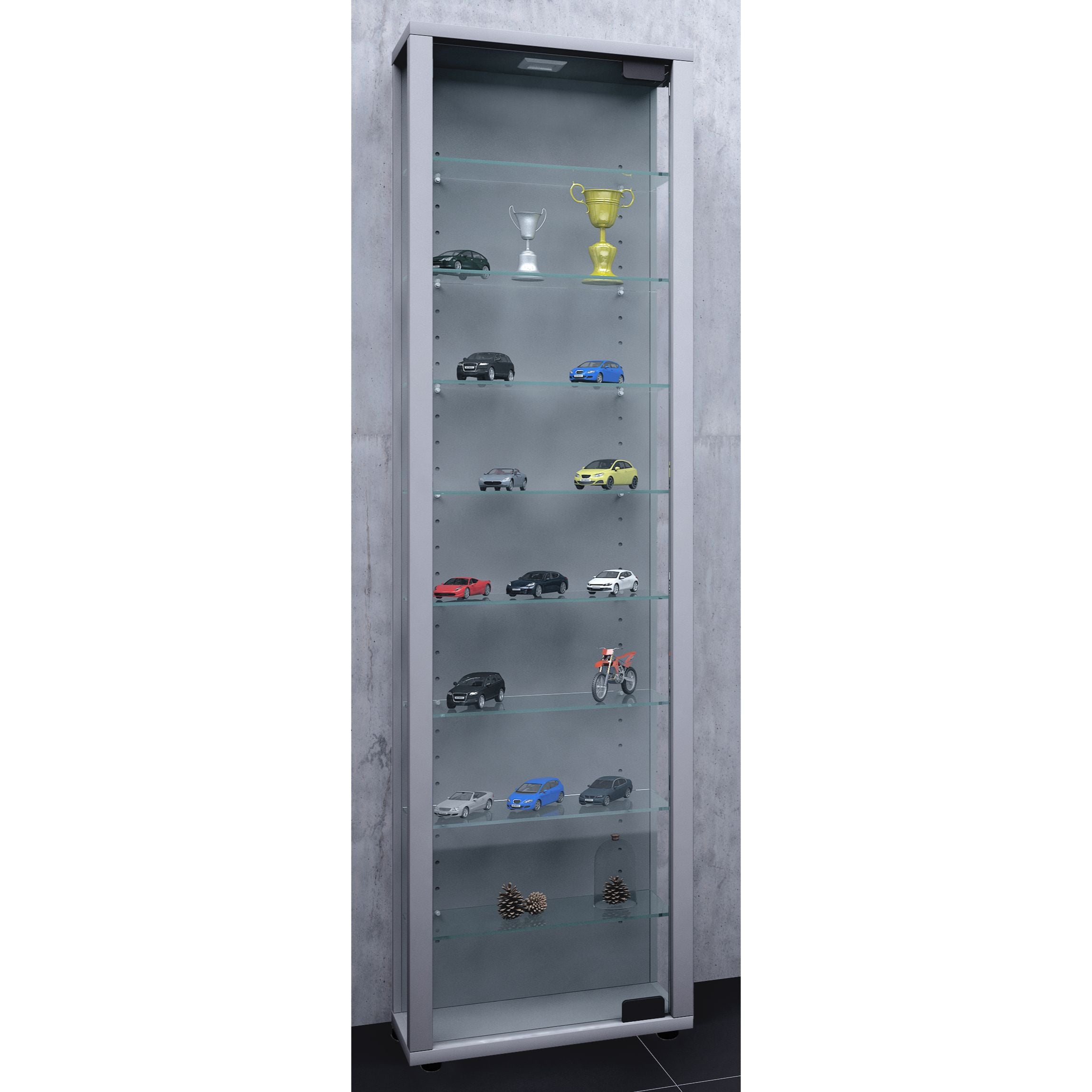 Gulvstående Vitrineskab  113   33   18 Cm  Sølv