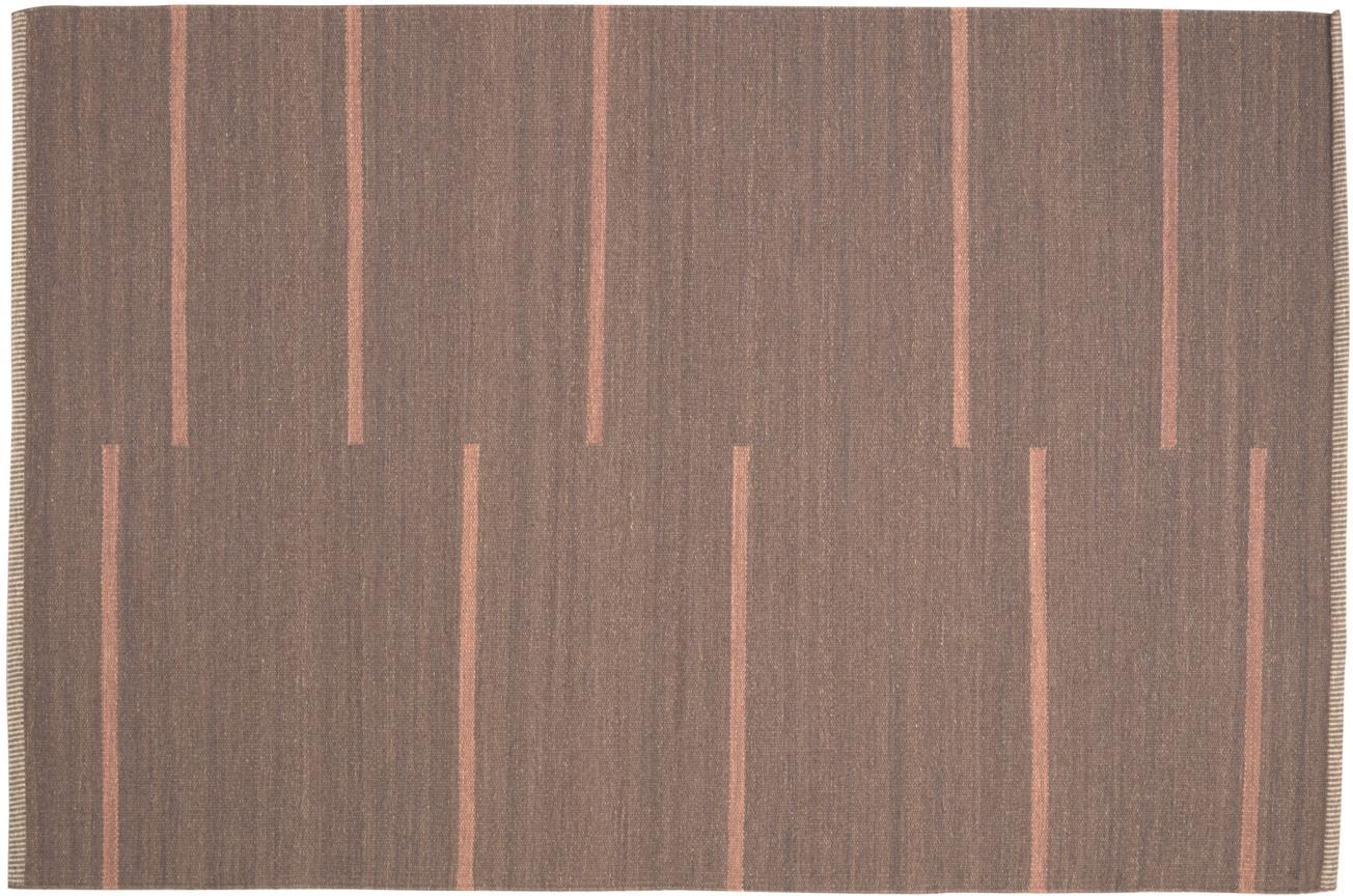 Gulvtæppe Kave Home Caliope 160x230 Cm Brunrødt Stribet Vintage Uld Bomuld