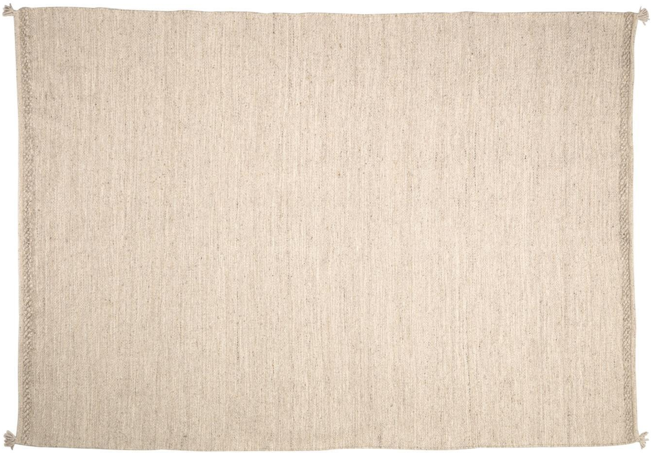 Gulvtæppe Kave Home Carime 200x300 Cm Beige Uld Bomuld Blødt Nordisk Moderne Tæppe Med Frynser