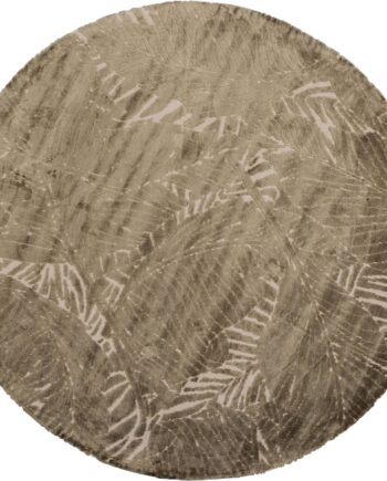 Gulvtæppe Woood Exclusive Naya Rundt ø200 Cm Beige Med Botanisk Mønster   Viskose Polyester