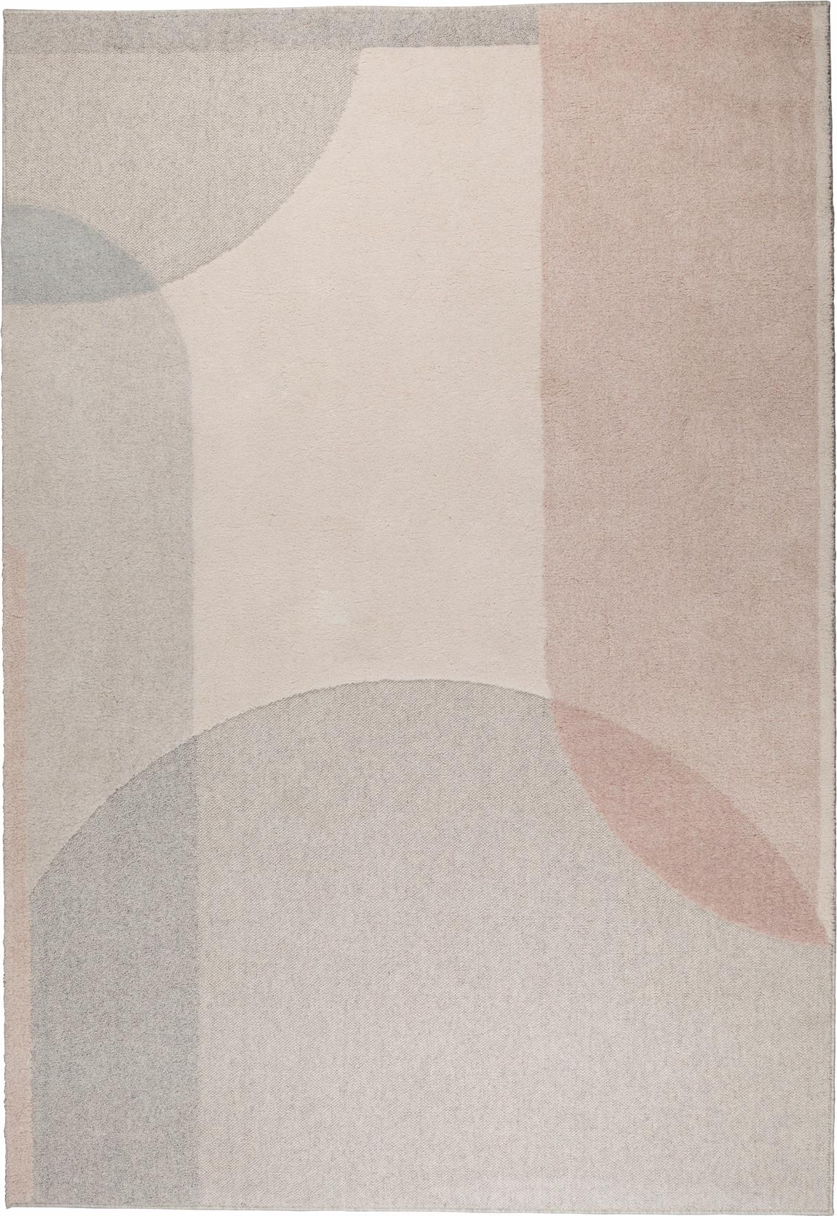 Gulvtæppe Zuiver Dream 240x160 Cm Uld Viskose 70 30 Lysgrå Jutebund Asymmetrisk Mønster Skandinavisk Design