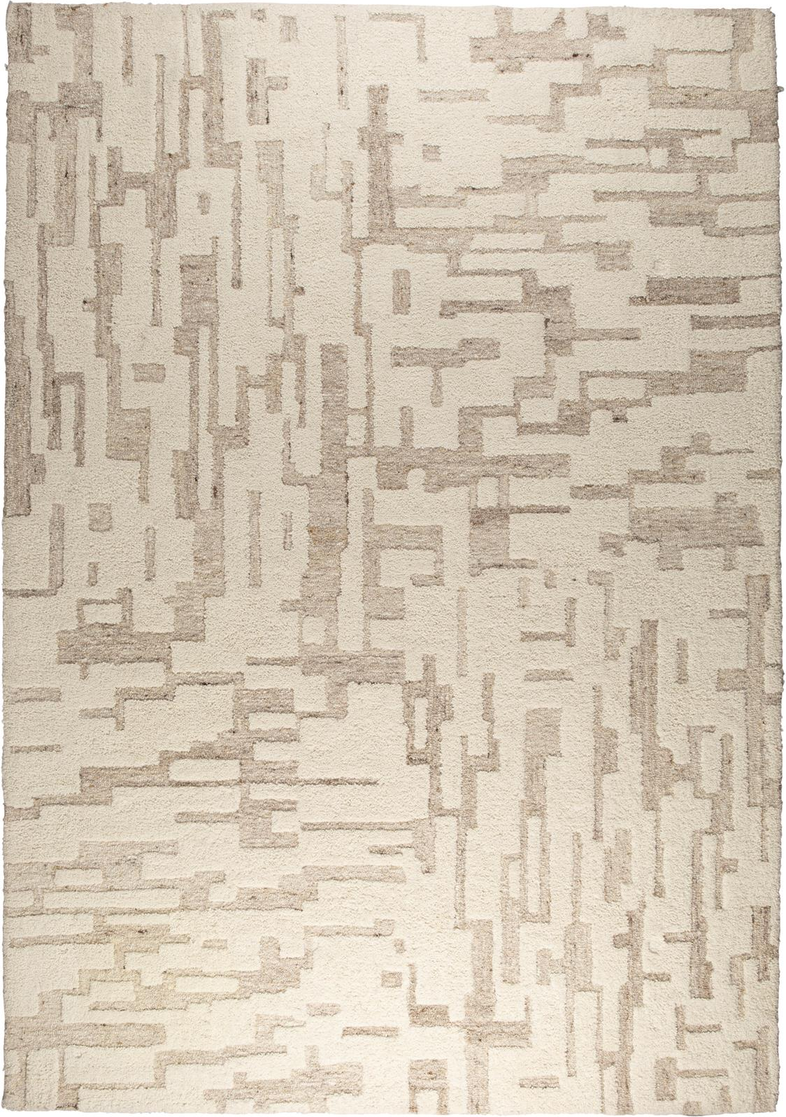 Gulvtæppe Zuiver Hills Håndvævet Lysgrå Med Asymmetrisk Mønster 160x230 Cm Uld Polyester