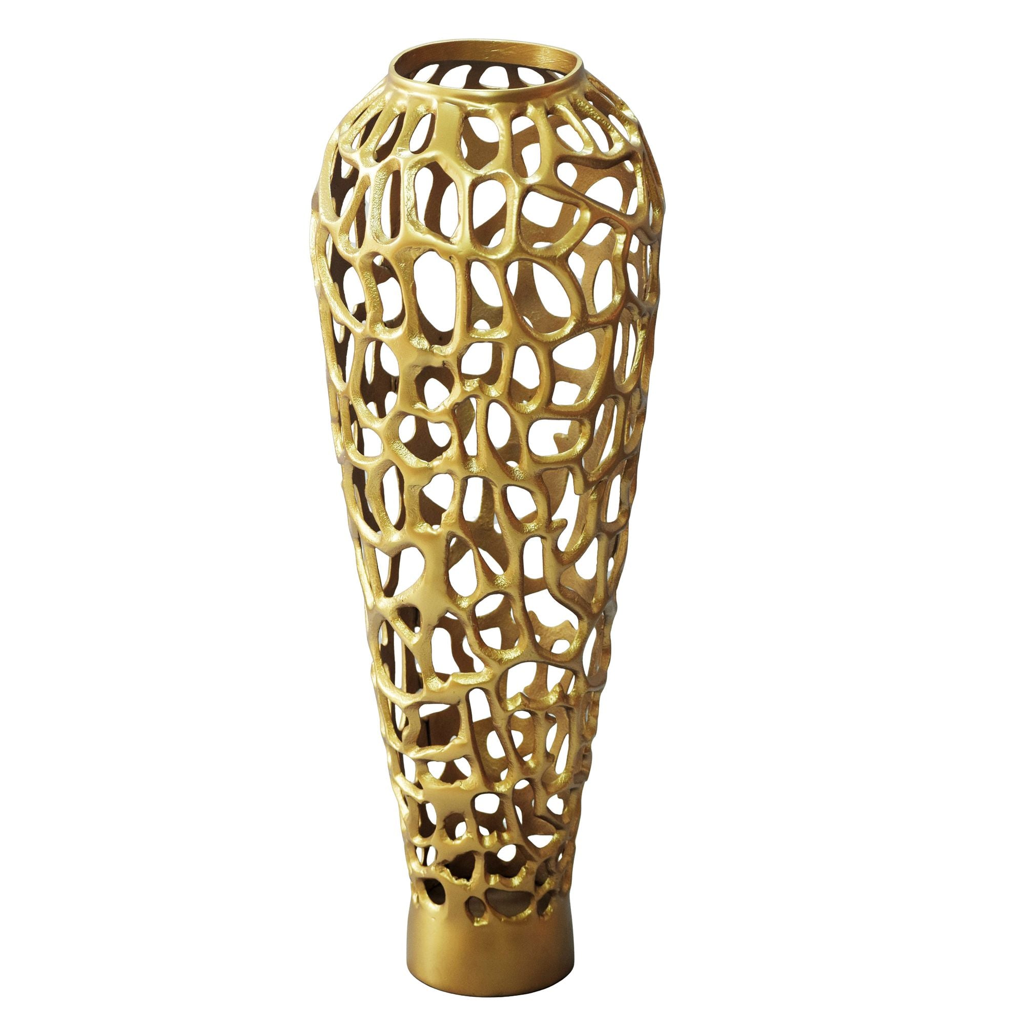 Gulvvase 60 Cm Guld Aluminium Stor Moderne Metalvase Til Tørrede Blomster