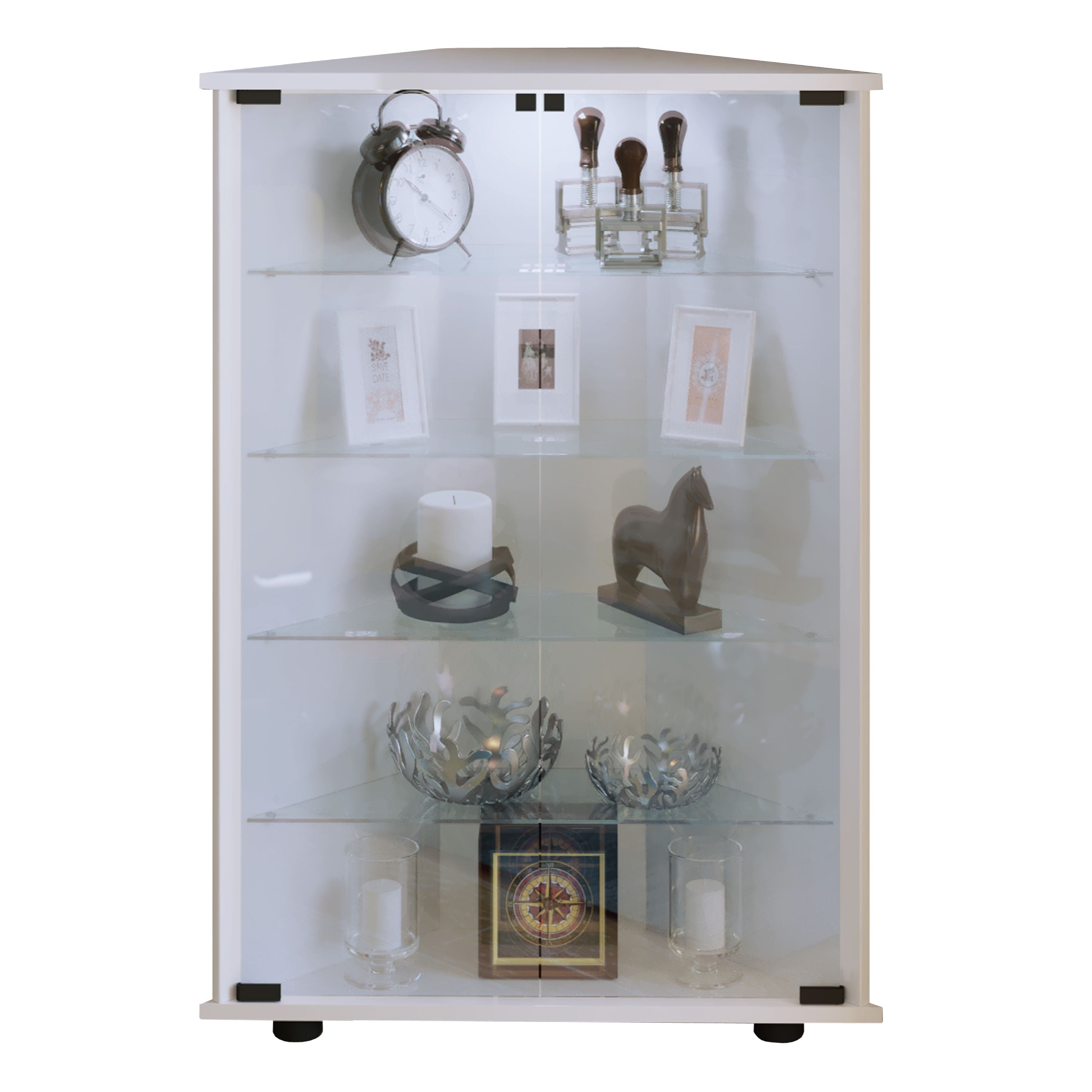 Gulvvitrineskab Med Sikkerhedsglas Og   Hylder  88   67   23 Cm  Hvid