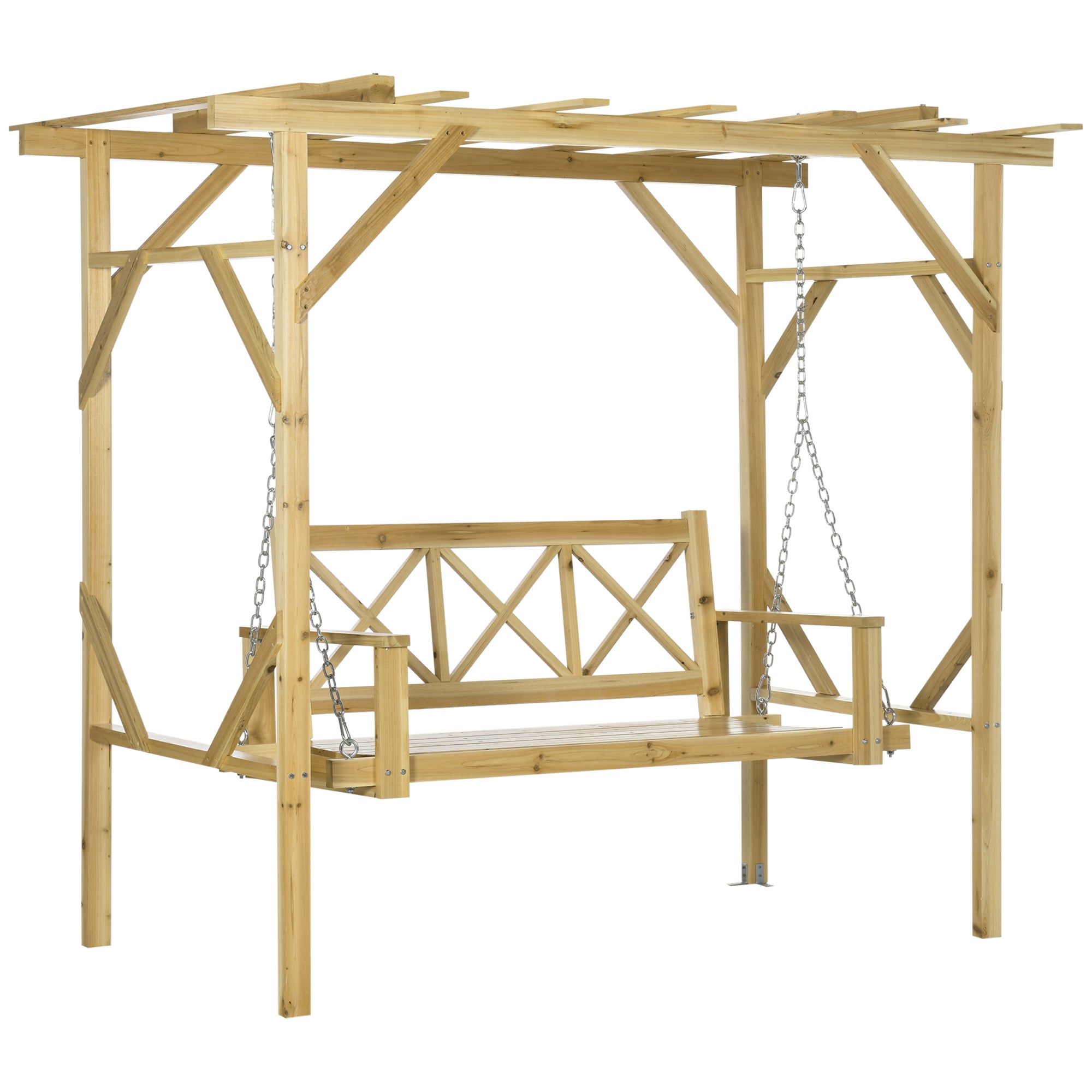 Gyngebænk Med Pergola Til Personer Højdejusterbar Massiv Træramme 21 40 96