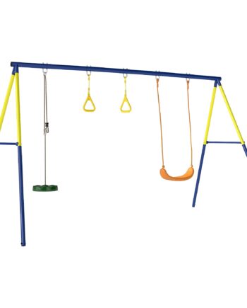 Gyngesæt Op Til 150 Kg   - -  Børnegyngesæt Med Klassisk Gynge  Gymnastikringe  Stågynge  285x160x181 Cm