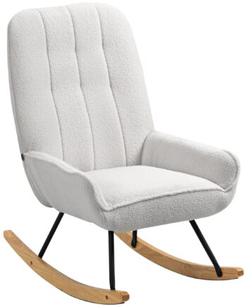 Gyngestol Moderne Design Gyngestol  Sherpa Fleece  Quiltet  63 Cm   95 Cm   97 Cm Natur   Grå