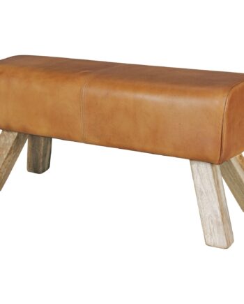 Håndlavet Entrébænk  Gymnastikbænk   ægte Læder Og Træ  90x30x43 Cm  Ikonisk Retro-look  Brun