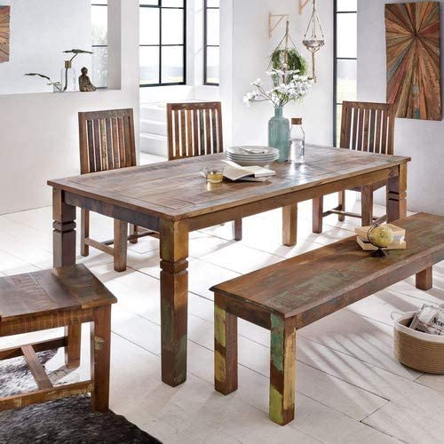 Håndlavet Spisebord Genbrugstræ Shabby Chic Look H76xb120cm