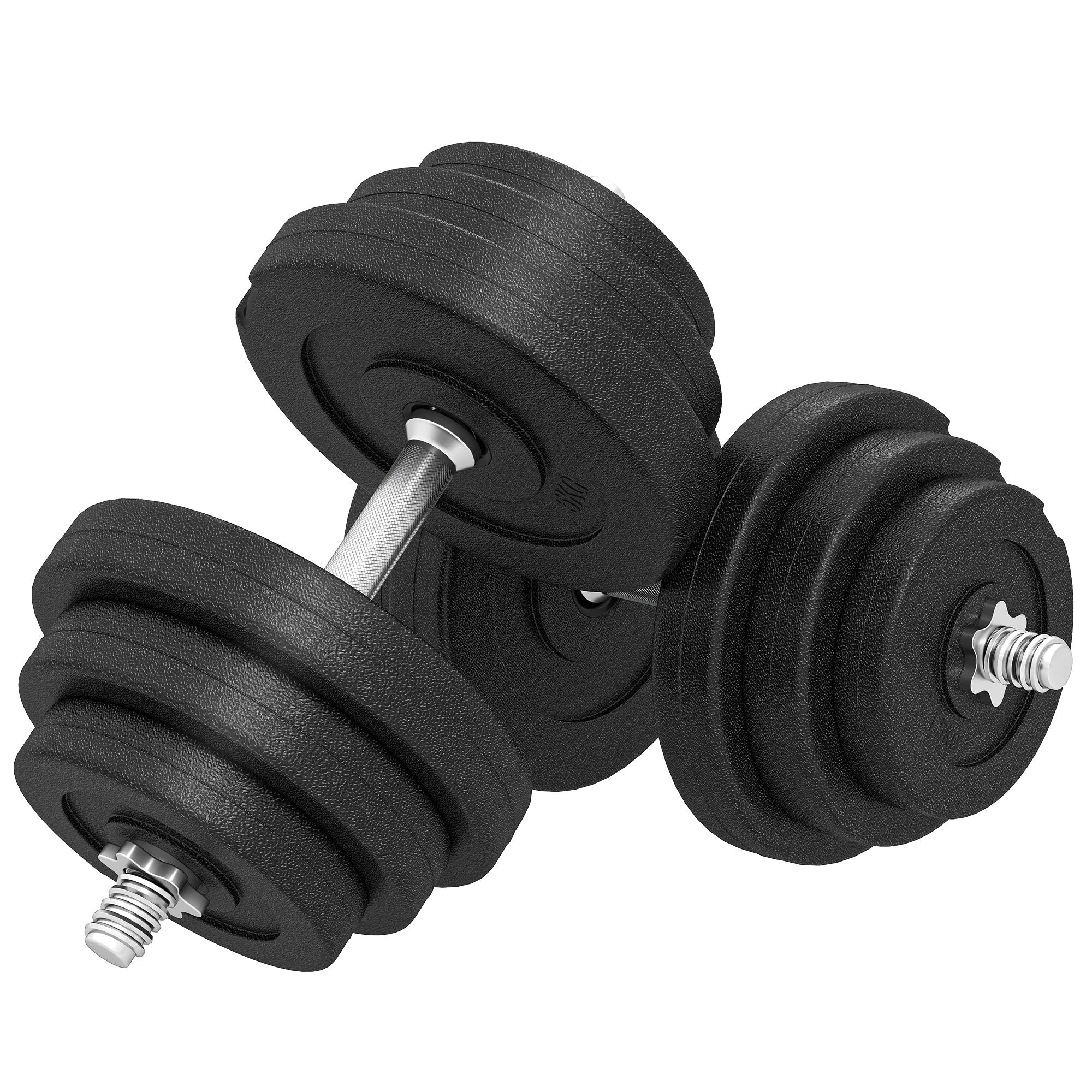 Håndvægtsæt 40 Kg Metalhåndtag 12 Vægtskiver Gulvvenlig Sort