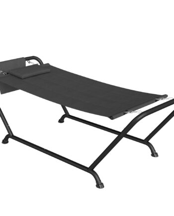 Hængekøje Med Stativ 237   90 Cm  Hængekøje Med Sprederbøjle Og Sidelomme  Nakkestøtte  Metalramme  Op Til 150 Kg