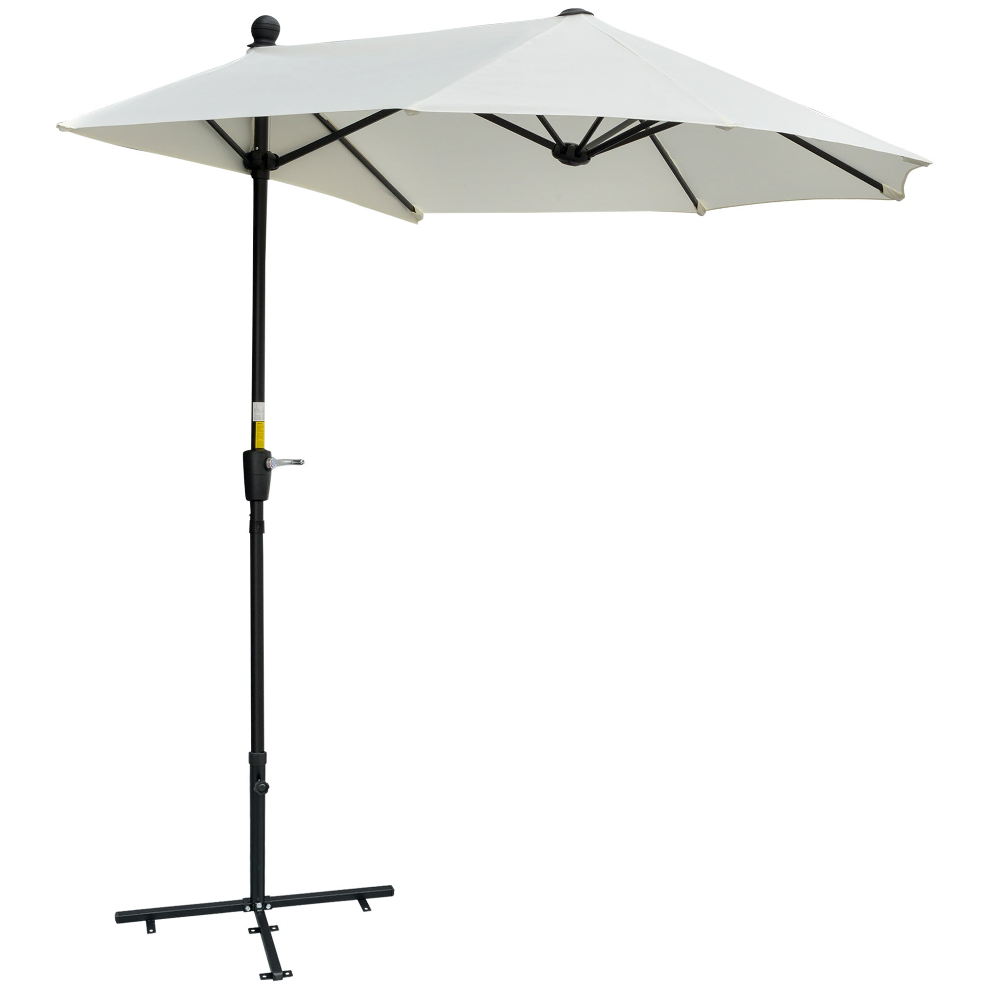 Halvrund Parasol Dobbelt Parasol Med Håndsving Cremehvid