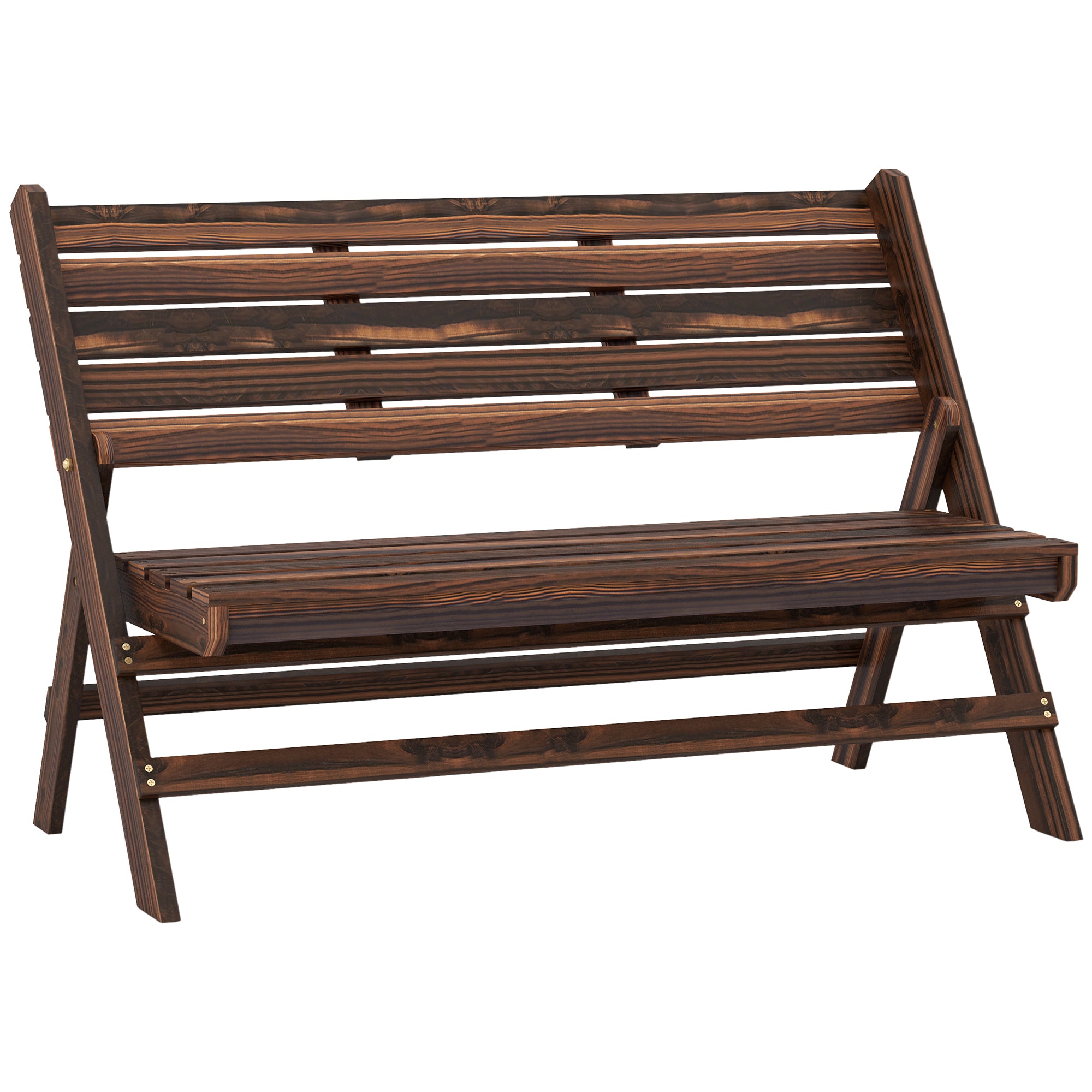 Havebænk Til Personer Rustikt Design Foldbar Naturtræ 122 63 83 Cm Forkullet Overflade