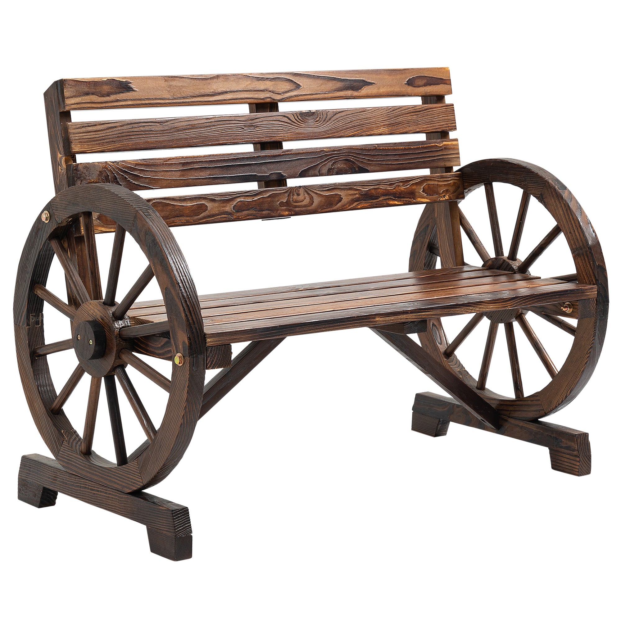 Havebænk Vognhjulsdesign Til Personer Naturtræ Mørkebrun 105 56 79 Cm