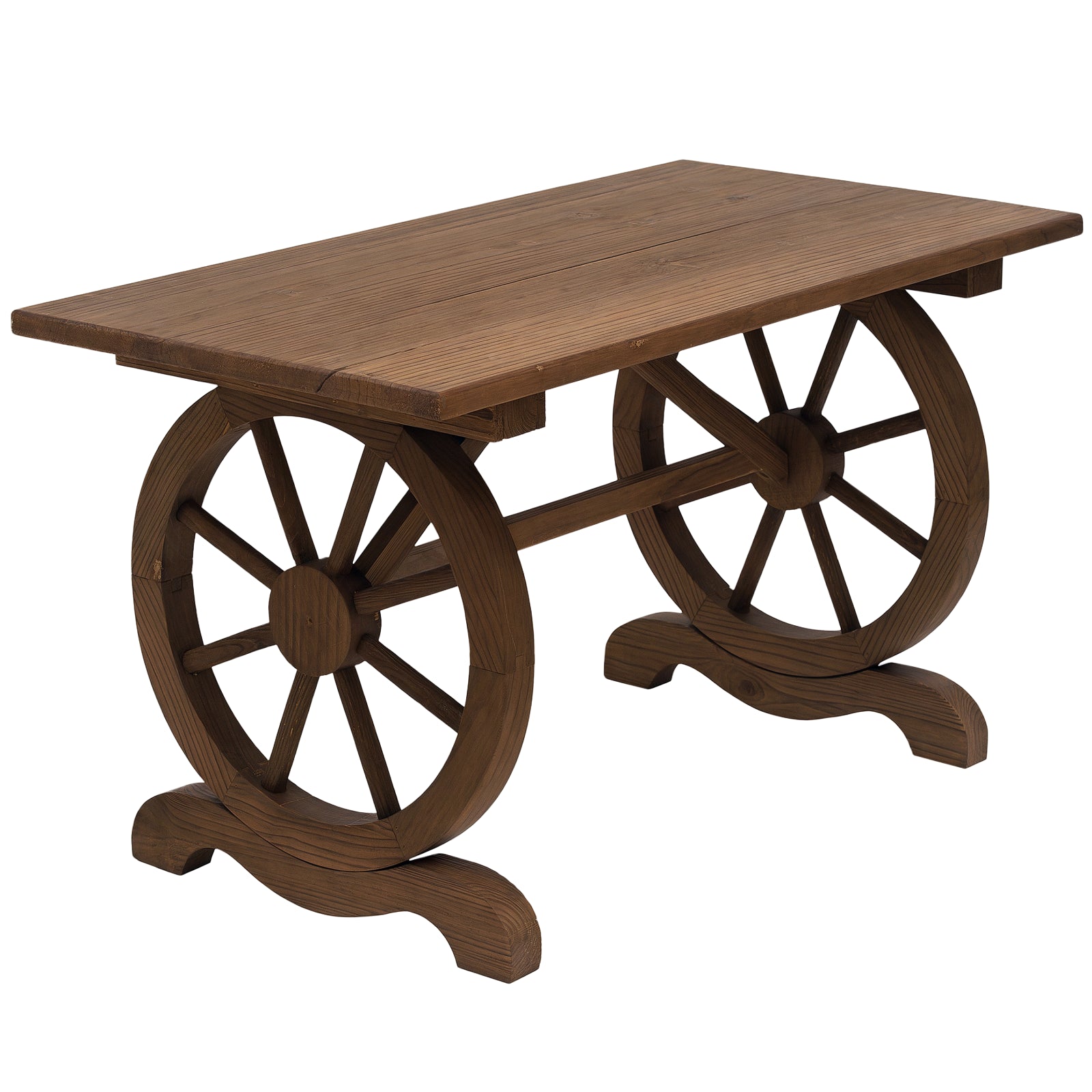 Havebord Balkonbord Træbord Hjuldesign Vejrbestandigt Massivt Træ Natur 110 B60 H65 Cm