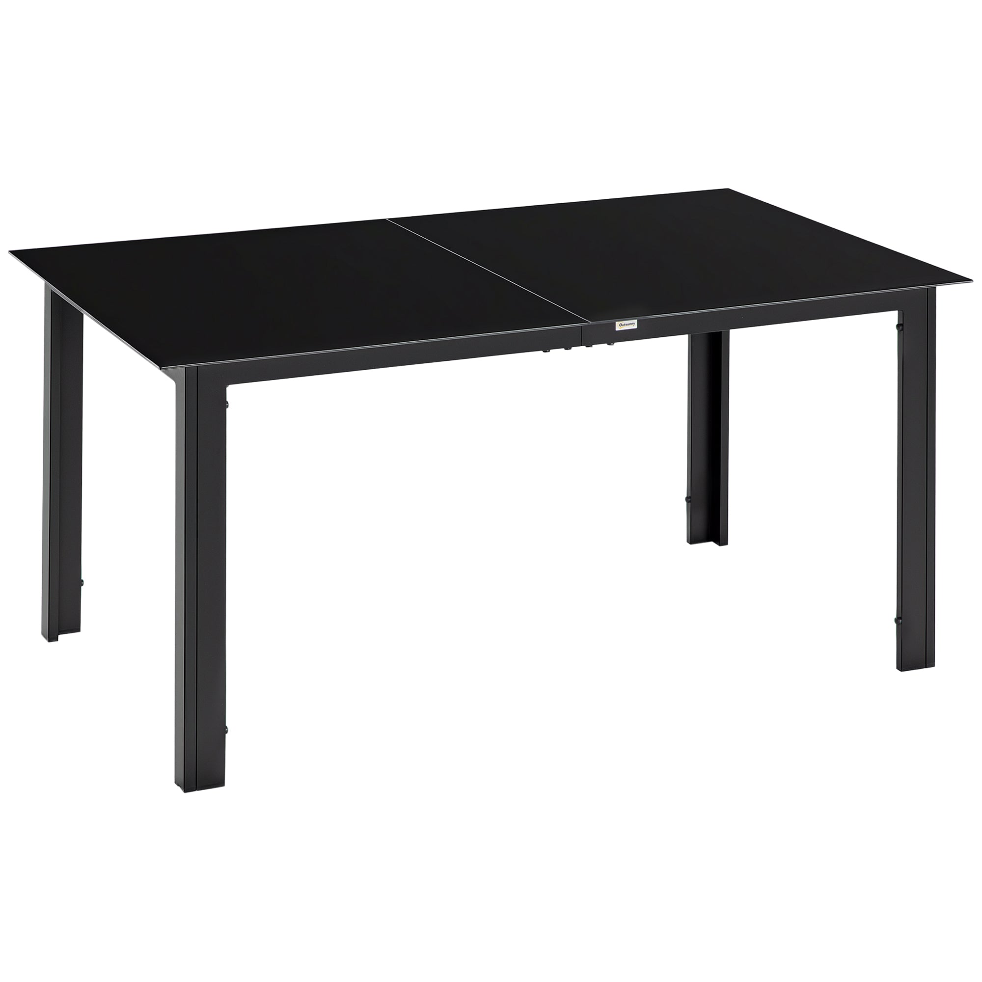 Havebord Til Personer Vejrbestandigt Hærdet Glas Terrassebord 150 Cm 90 Cm 74 Cm Sort