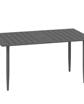 Havebord 150x90cm  Vejrbestandigt Balkonbord Af Stål  Balkonbord Med Parasolhul  Sort
